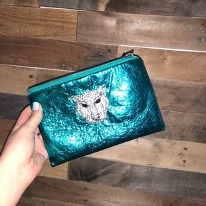 Nicole Zhang teal clutch